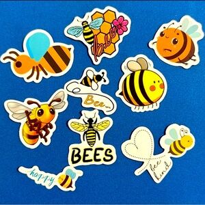 NEW! - Set of 9 bee stickers - honey bee - hive NWOT